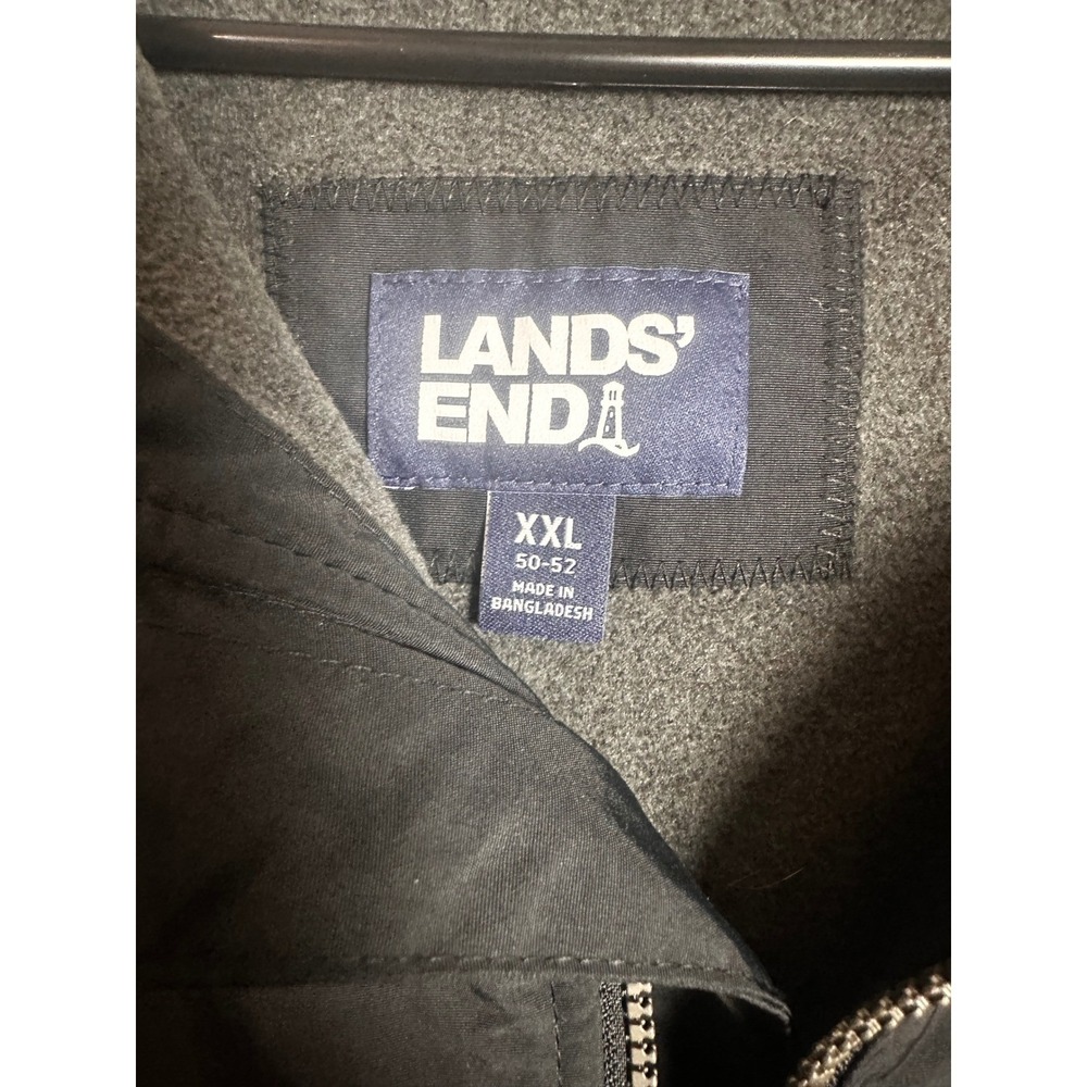 Lands' End Mens XXL Black Squall Jacket Fleece Lined‎ Bomber Windbreaker Coat - Picture 2 of 4